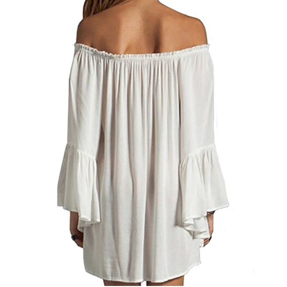 Summer Boho Chic Off Shoulders Mini Dress - Picture 2 of 3